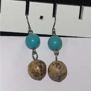 Turquoise/Wood Earrings